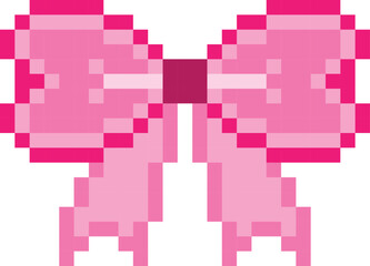 Ribbon pixel art vector illustration. Bow image or clip art.	
