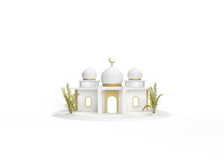 3d rendering of a mosque with a white background