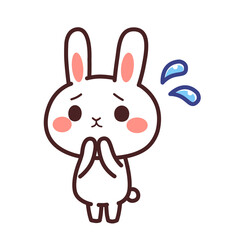 困っている兎のかわいいキャラクター　斜め　イラスト素材