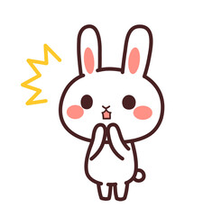 驚く兎のかわいいキャラクター　斜め　イラスト素材