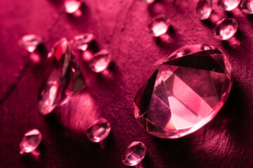 differernt diamonds on viva magenta background