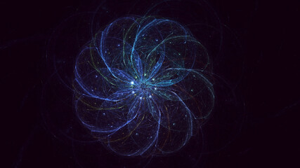 3D rendering abstract multicolor fractal light background