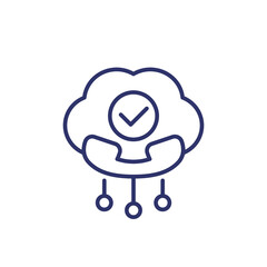 Voip telephony line icon with a cloud