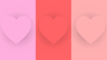 Illustration vector 3D shape of luxury heart colorful minimal pattern,soft 3D heart shape frame design