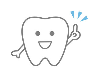 指差し、歯の可愛いキャラクター（灰色）