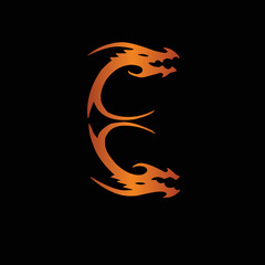 letter e dragon logo design