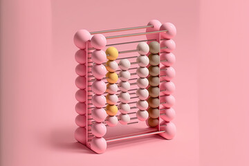 On a pink backdrop, a colorful abacus symbol is smooth and charming, teaching the notion of counting numbers. finance instruction illustration. Generative AI