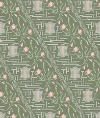 Indonesian traditional batik pattern. Acehnese pastel batik colors