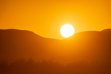 Impression of the Organge river, along the South-African, Namibian Border at sunset.