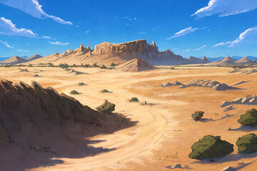 Fototapeta premium アニメ映画風の自然系背景のイラスト(AI generated image)