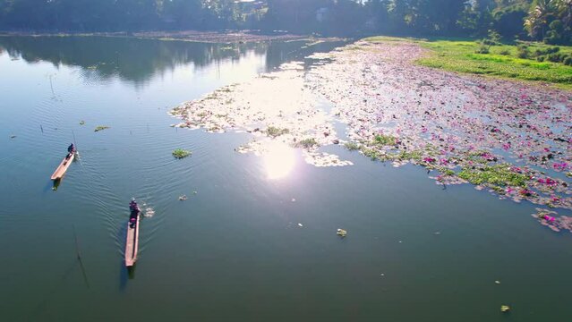 Lake Sebu lotos farm Cotabato. canoe in the lake