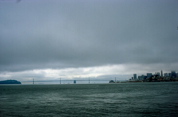 Dramatic scenery with overcast cloudy day over the city of San Francisco, California, USA