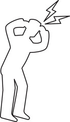 頭痛、片頭痛に苦しむ男性のシルエット