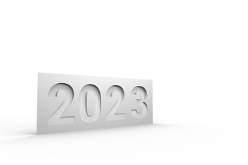 2023 Text Endorse on Plate on White Background