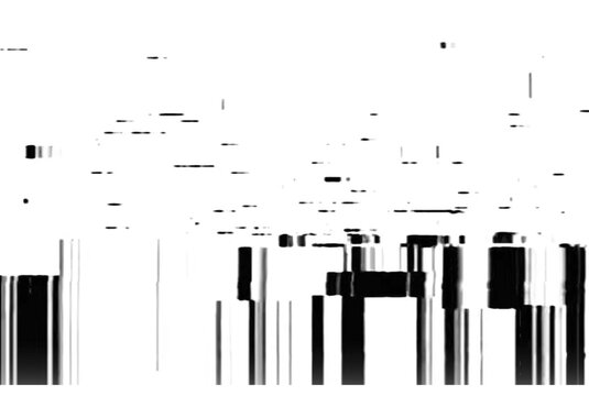 Horizontal distortion of broken video image on transparent background, VHS effect, glitch digital color pixel noise. PNG stock abstract glitch texture. Color digital noise, VHS corrupted signal