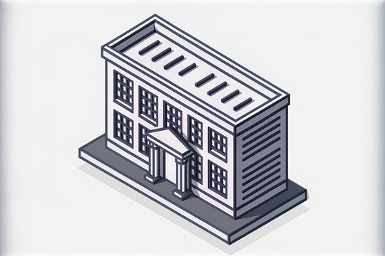 Editable stroke graphic in of a building information modeling icon, development architectural method, and construction management technology. Generative AI