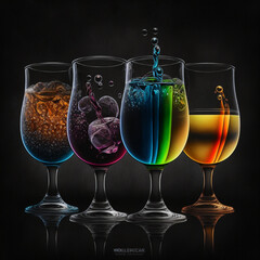 Wyniki tłumaczenia Tłumaczenie drinks in different glasses of colors on a black background realistic details - obrazy, fototapety, plakaty