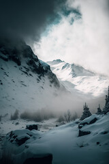 Fototapeta na wymiar Winter mountains landscape. AI 