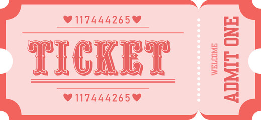 admit one Vintage Retro Valentine ticket