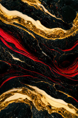 Black and red marble texture. Luxury abstract fluid art paint wallpaper. AI