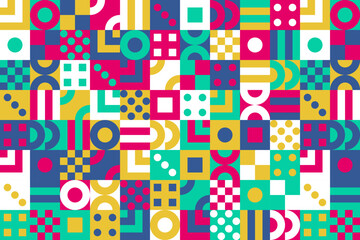 Fototapeta na wymiar Colorful geometric shape mosaic pattern background