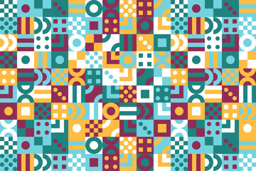 Colorful geometric shape mosaic pattern background