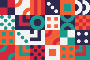 Colorful geometric shape mosaic pattern background