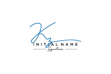 Initial KZ signature logo template vector. Hand drawn Calligraphy lettering Vector illustration.