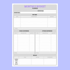 monthly budget planner made in paper style 