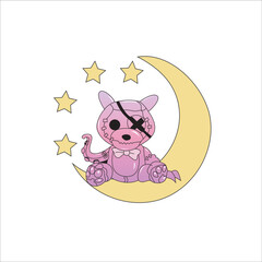 Vector creepy kawaii pastel goth rabbit