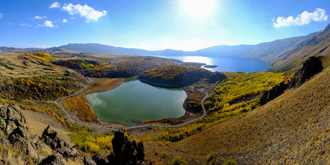crater mountain and crater lakes panorama © MahmutSonmez