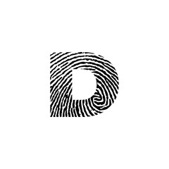 Letter D and Fingerprint Texture Logo Icon 001