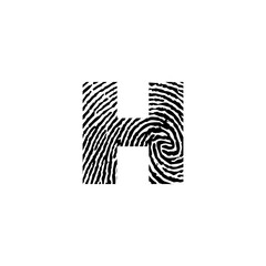 Letter H and Fingerprint Texture Logo Icon 001
