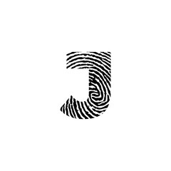 Letter J and Fingerprint Texture Logo Icon 001