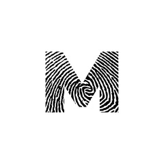 Letter M and Fingerprint Texture Logo Icon 001