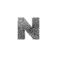 Letter N and Fingerprint Texture Logo Icon 001