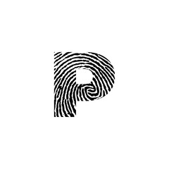 Letter P and Fingerprint Texture Logo Icon 001