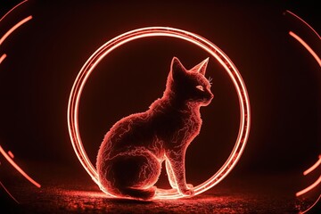 Neon cat. Generative AI