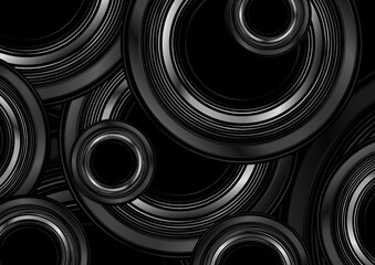 Black and grey metallic circles abstract tech geometric linear background. Vector design