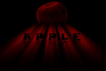 apfel zeichen und rote Apfel als Hintergrund mit rote Strahlen