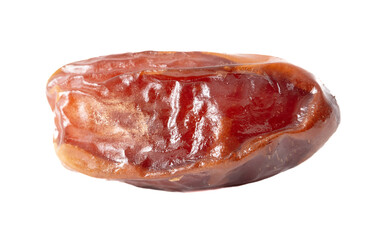 One dried date isolated on white background.