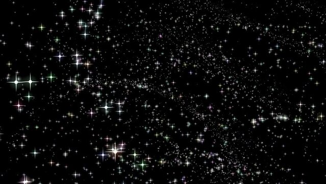 Sparkling glowing stars isolated on green background. 4K Keylight Animation.