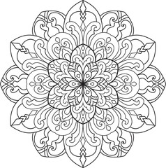 Mandala isolated on the white background.Decorative monochrome ethnic mandala pattern.