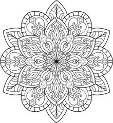 Mandala isolated on the white background.Decorative monochrome ethnic mandala pattern.