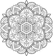 Mandala isolated on the white background.Decorative monochrome ethnic mandala pattern.