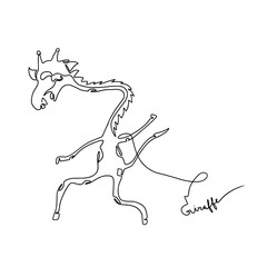 Abstract oneline continuous  drawing giraffe party dancing.