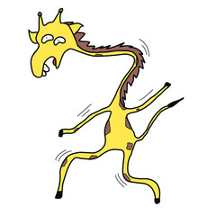 Abstract drawing giraffe party dancing.