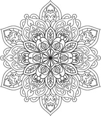 Mandala isolated on the white background.Decorative monochrome ethnic mandala pattern.