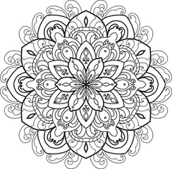 Mandala isolated on the white background.Decorative monochrome ethnic mandala pattern.