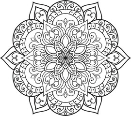 Mandala white background.Adult coloring page